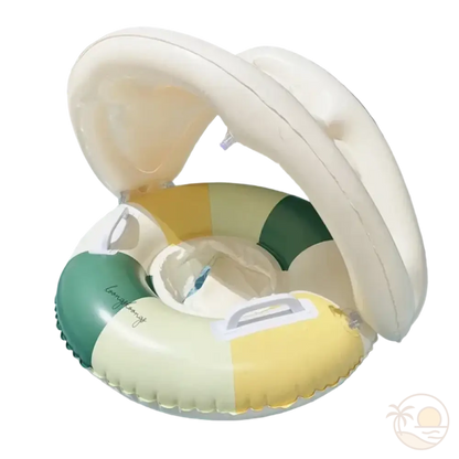 bouee gonflable enfant vert avec ombrelle
