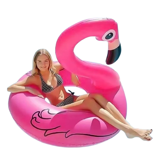 bouee gonflable flamant rose fille allongee