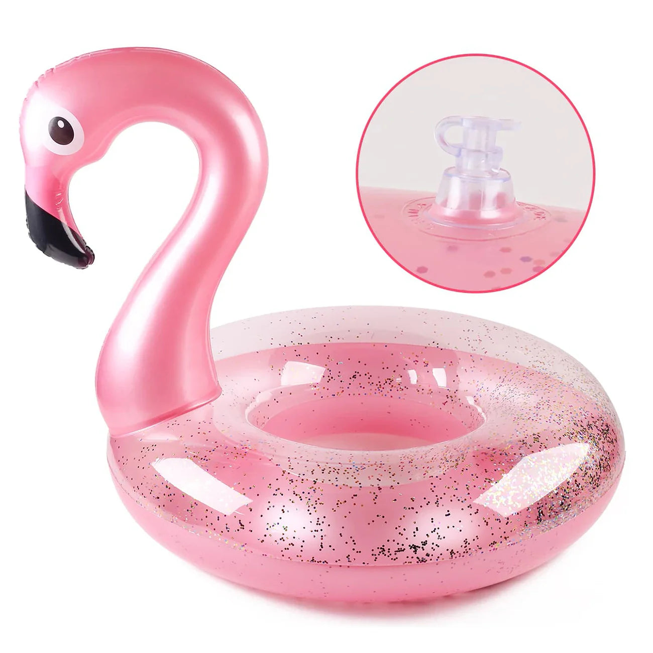 bouee gonflable flamant rose valve