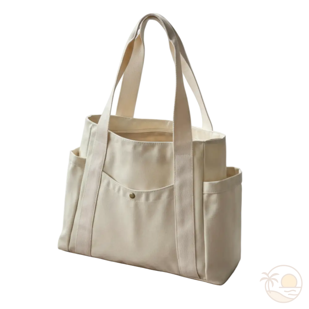 cabas de plage avec fermeture eclair blanc