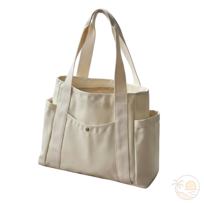 cabas de plage avec fermeture eclair blanc