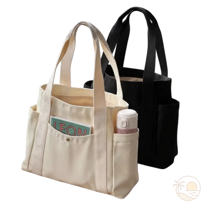 cabas de plage avec fermeture eclair blanc noir 1