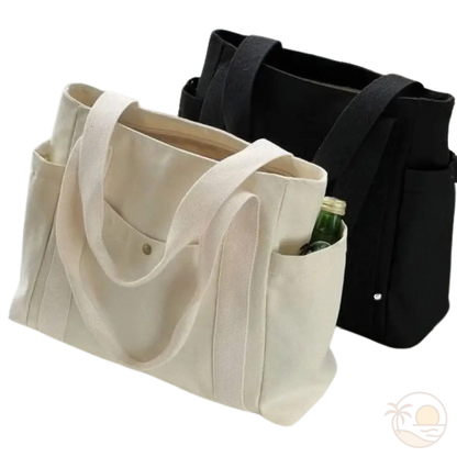 cabas de plage avec fermeture eclair blanc noir 2