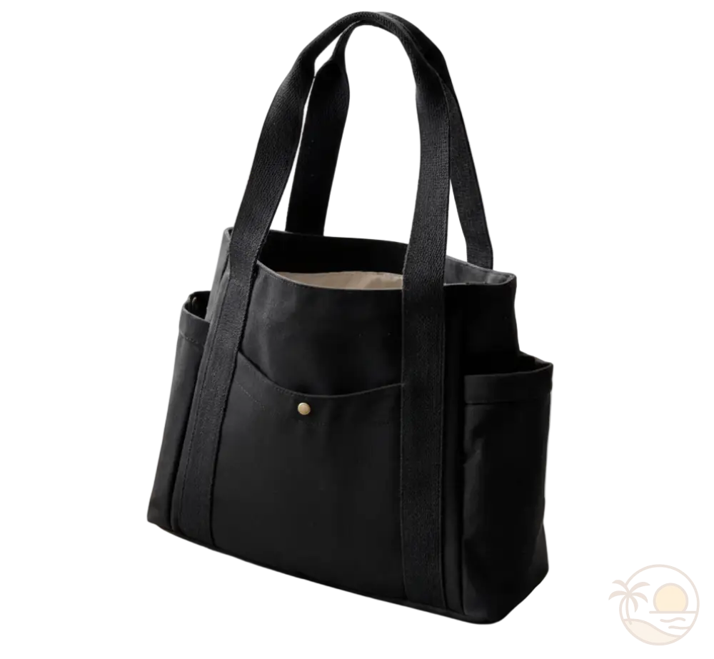 cabas de plage avec fermeture eclair noir