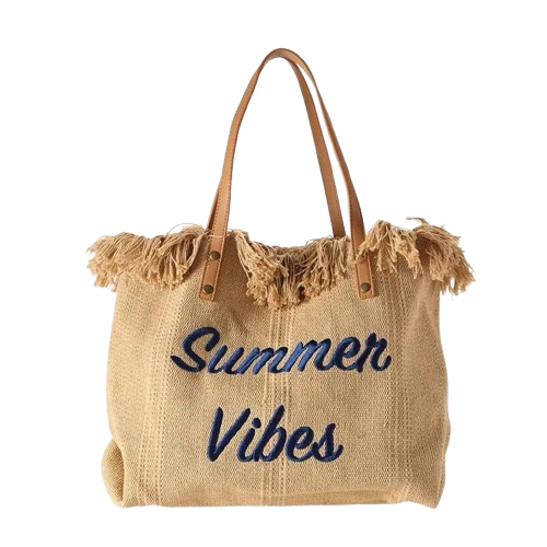 cabas de plage en tissu beige