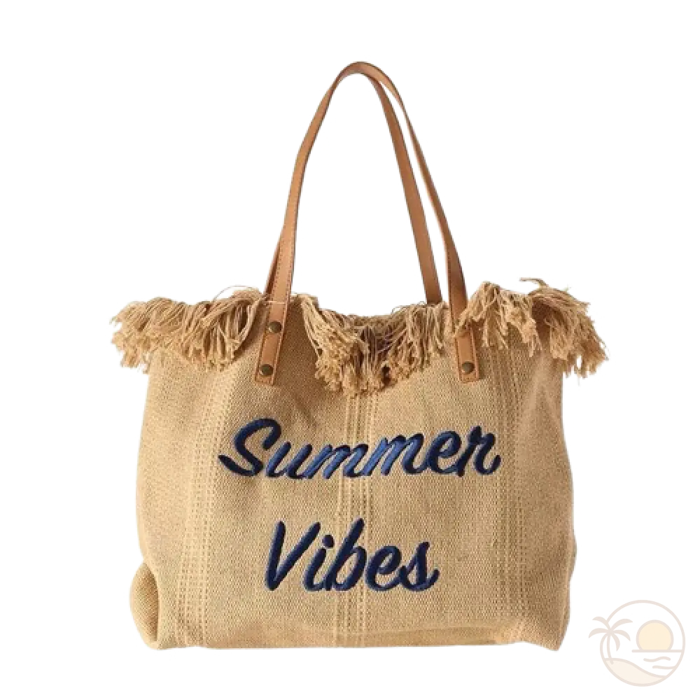cabas de plage en tissu beige