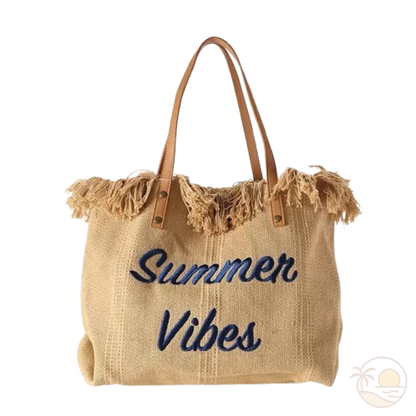 cabas de plage en tissu beige