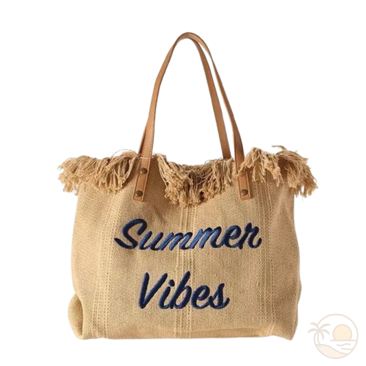 cabas de plage en tissu beige