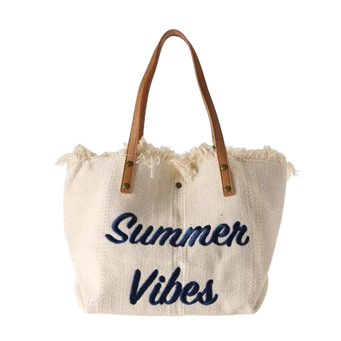 cabas de plage en tissu blanc