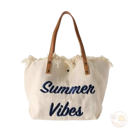 cabas de plage en tissu blanc