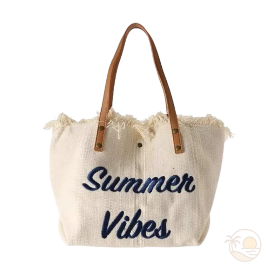 cabas de plage en tissu blanc