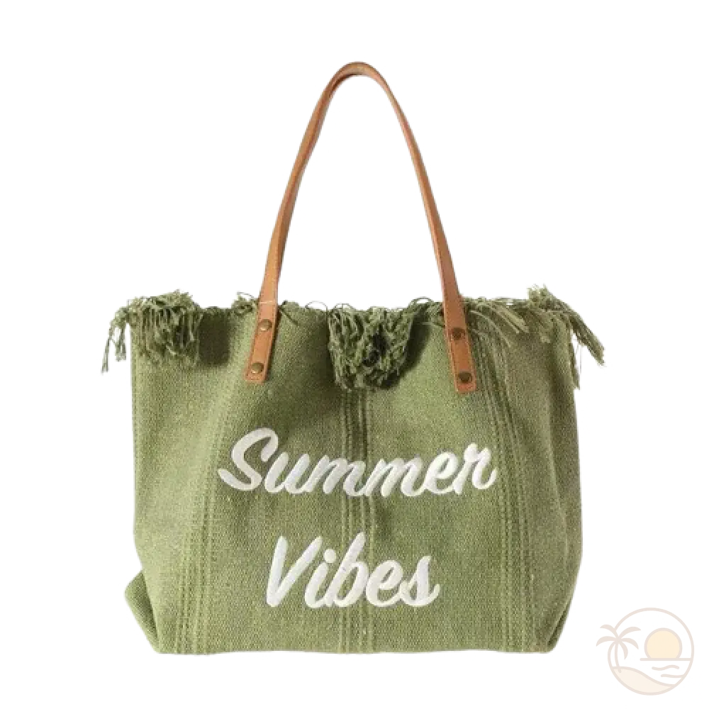 cabas de plage en tissu vert