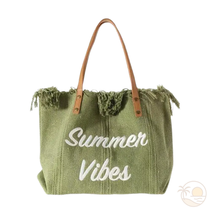 cabas de plage en tissu vert