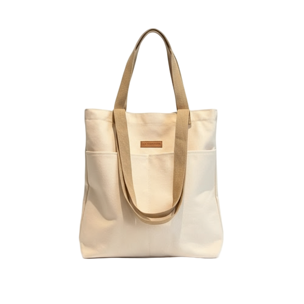 cabas de plage en toile blanc 1