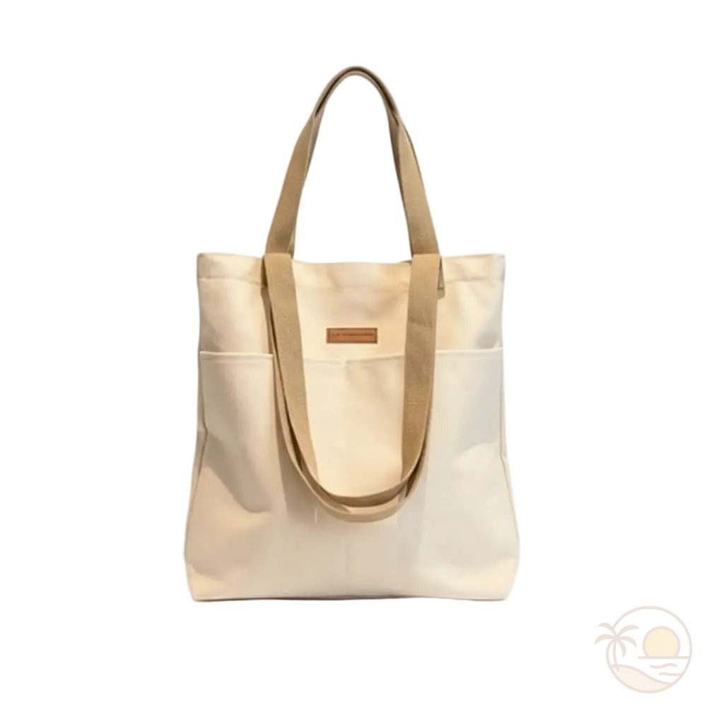 cabas de plage en toile blanc 1