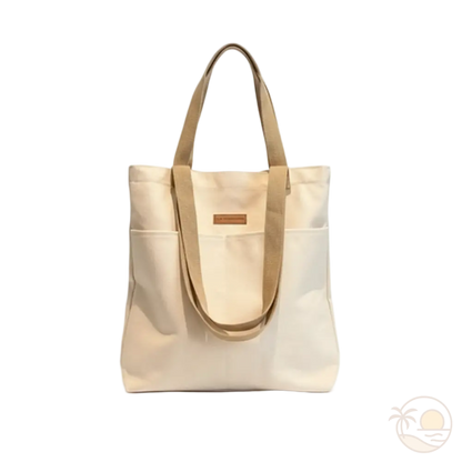 cabas de plage en toile blanc 1