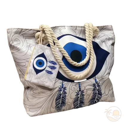 cabas de plage oeil plumes