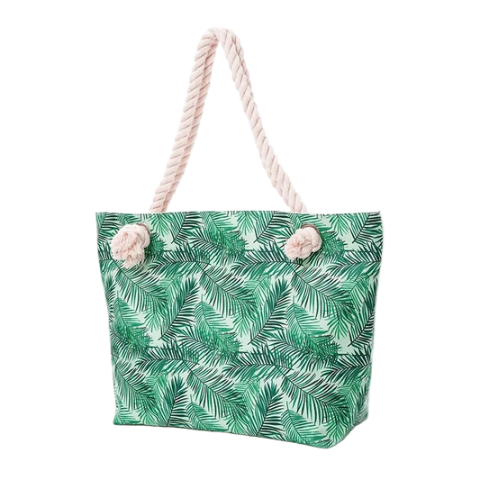 cabas de plage tendance motifs feuilles de pins