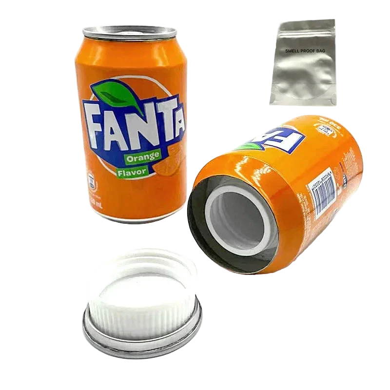 cache objets plage canette soda fanta