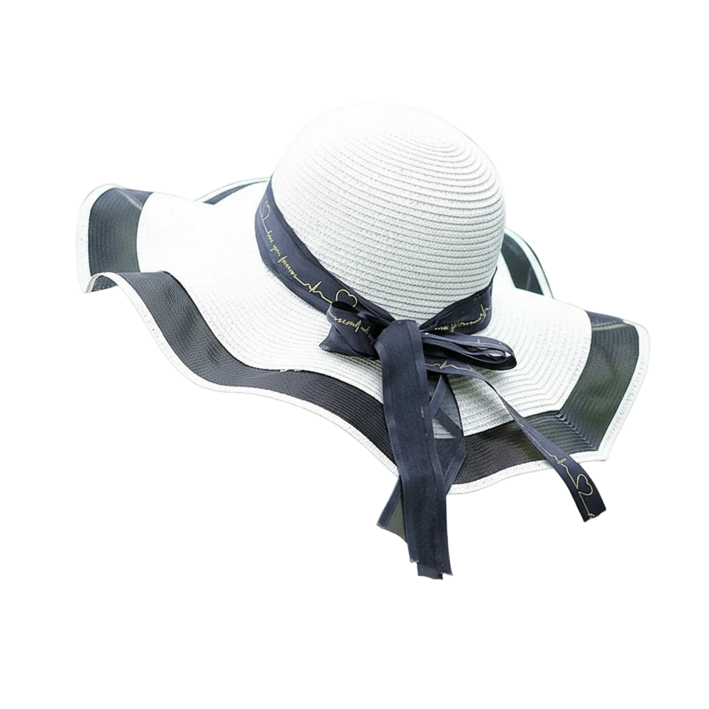 capeline en paille blanc et noir