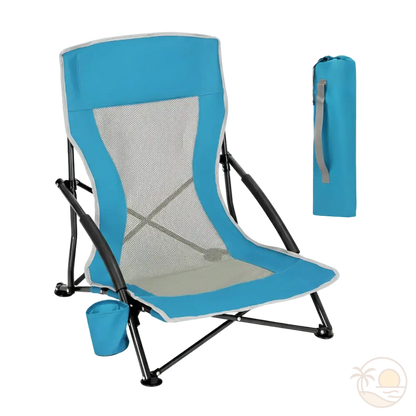 chaise de plage pliable bleue