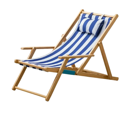 chaise longue de plage pliante bleue bois clair