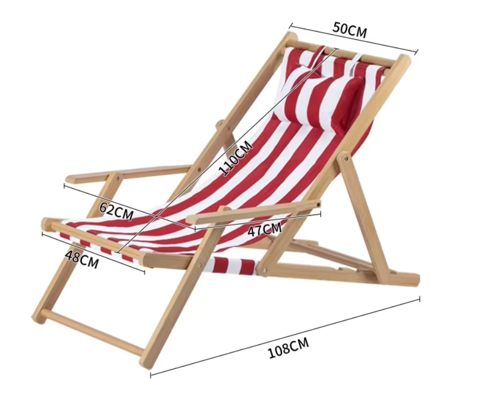 chaise longue de plage pliante rouge bois clair dimensions
