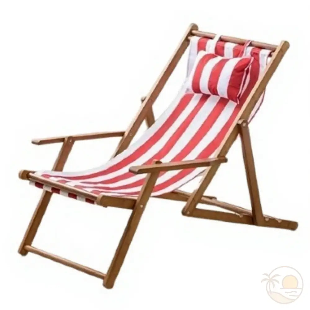 chaise longue de plage pliante rouge bois fonce