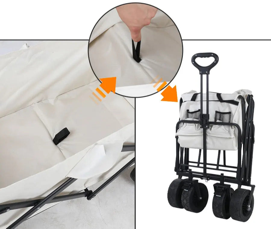 chariot-de-plage-pliable-blanc-rangement-plie