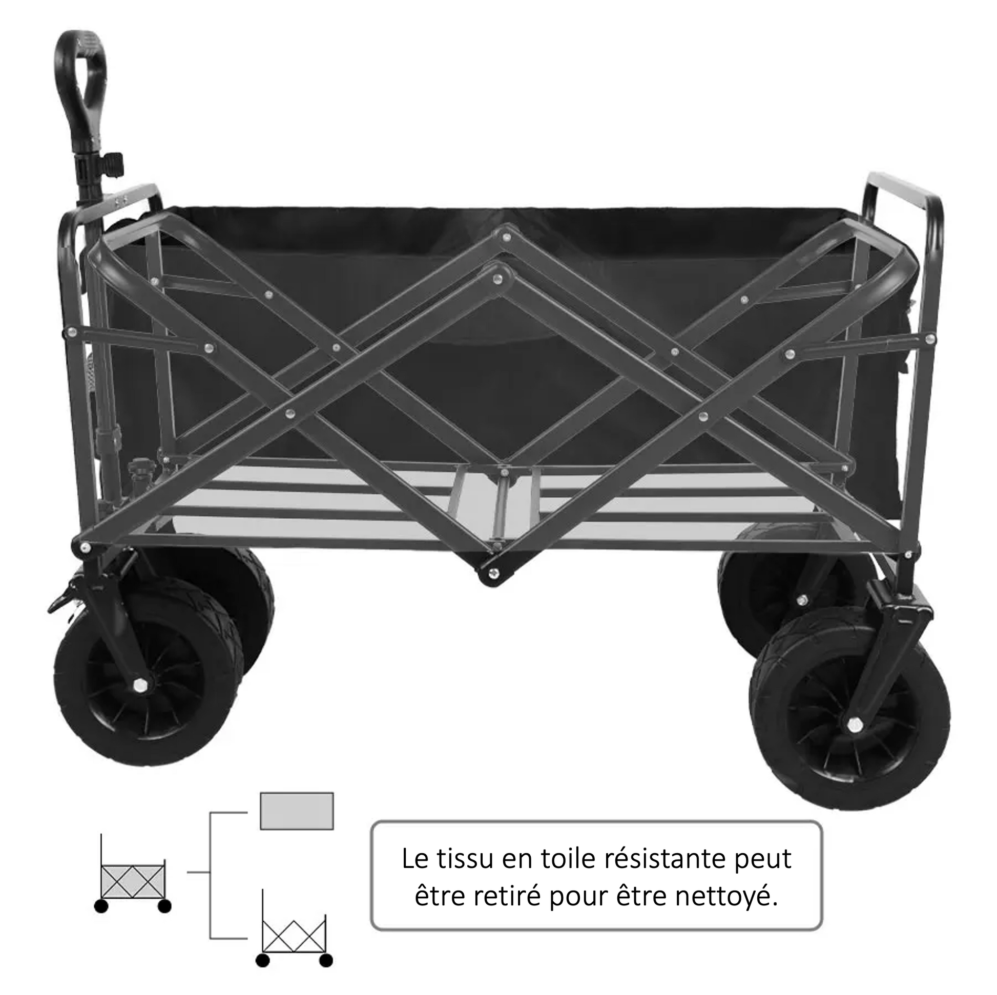 chariot-de-plage-pliable-noir-grande-capacite-tissu-toile-resistante