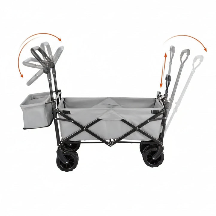 chariot de plage avec toit gris poignees