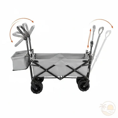 chariot de plage avec toit gris poignees