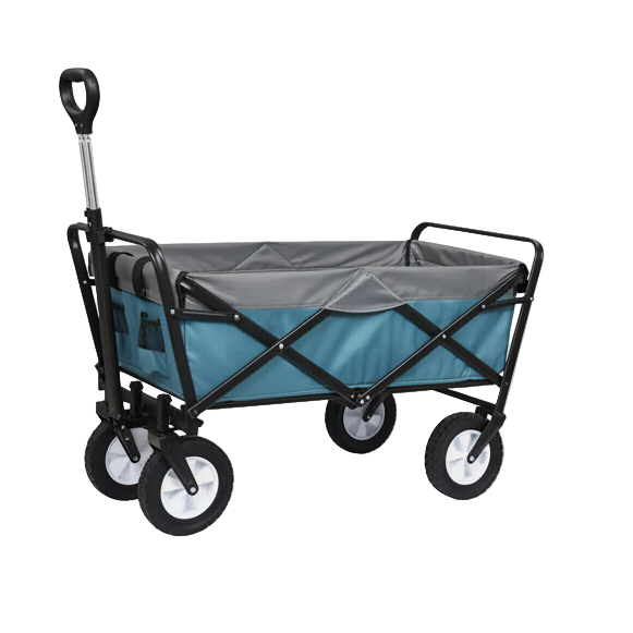 chariot de plage bleu gris vide