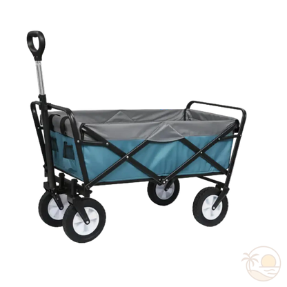 chariot de plage bleu gris vide