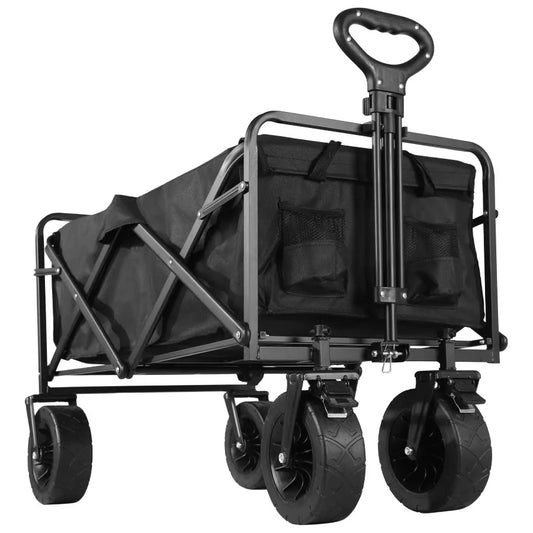 chariot de plage pliable noir