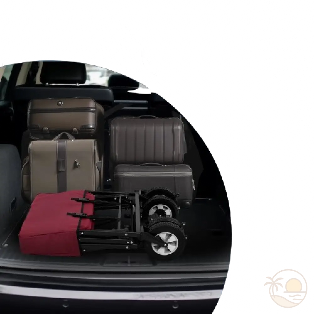 chariot de plage rouge plie coffre voiture