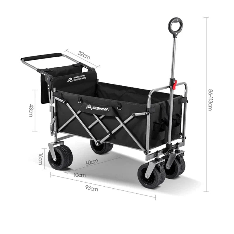 chariot de plage tout terrain noir dimensions