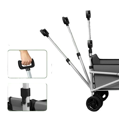 chariot de transport plage gris poignee