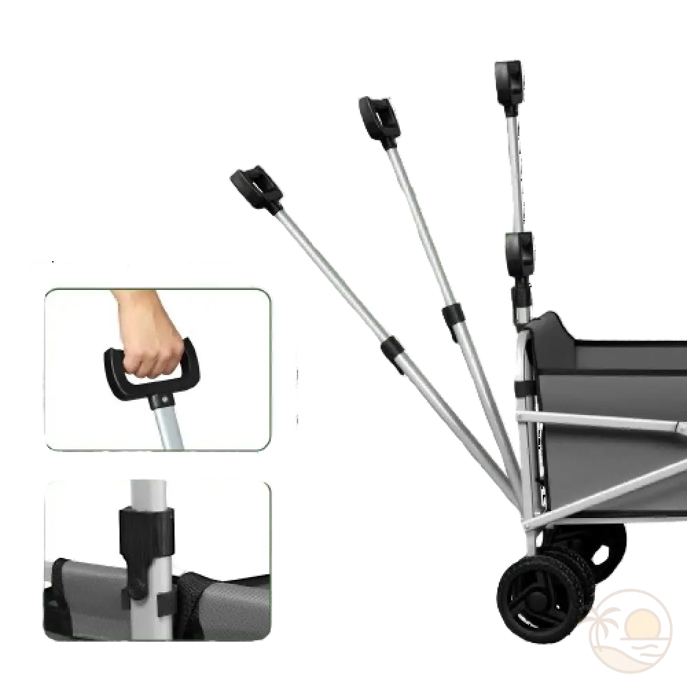 chariot de transport plage gris poignee