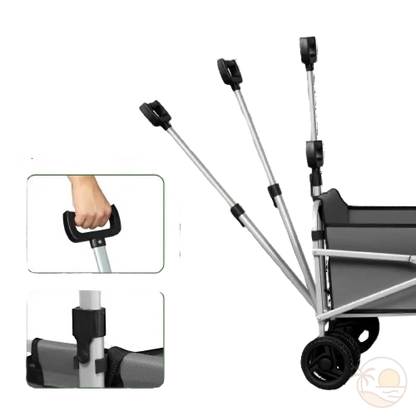 chariot de transport plage gris poignee