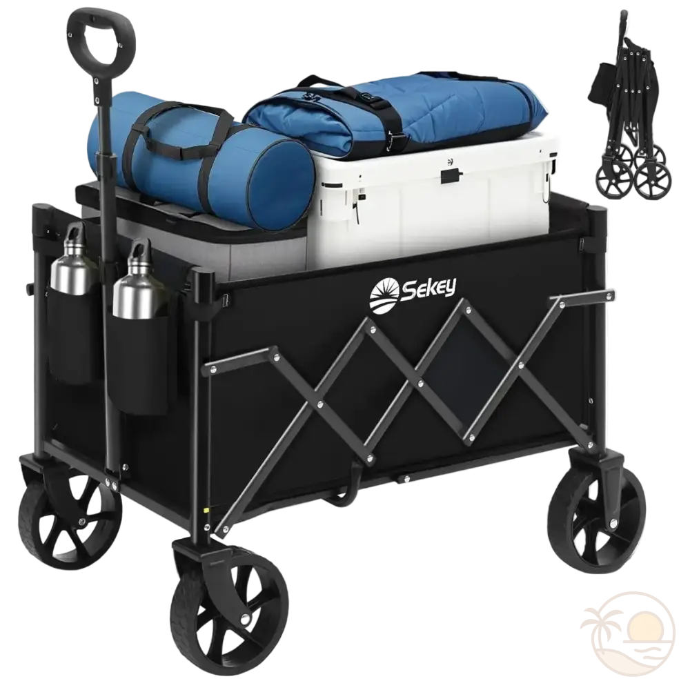 chariot de transport pliable plage ouvert ferme