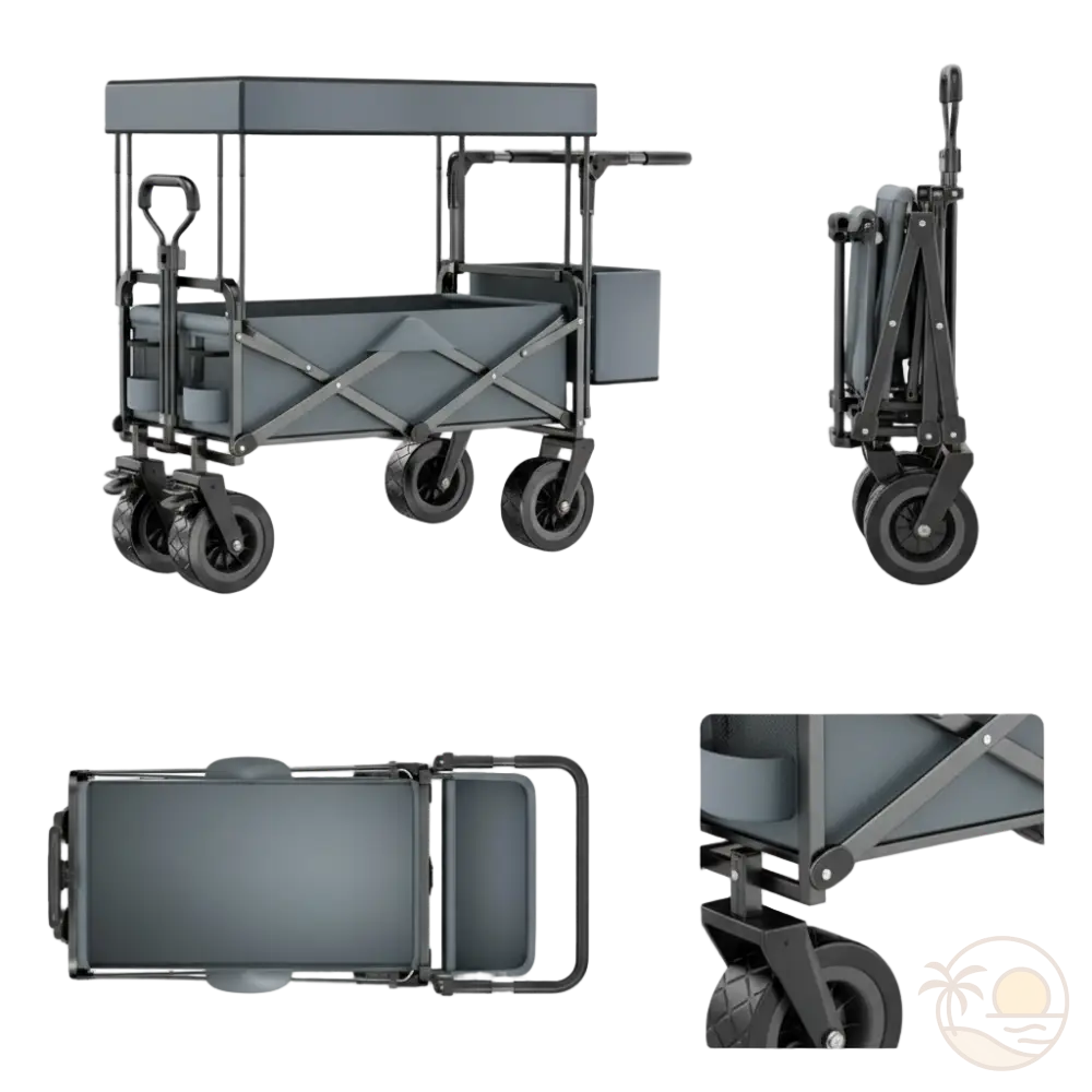 chariot pliable de plage gris