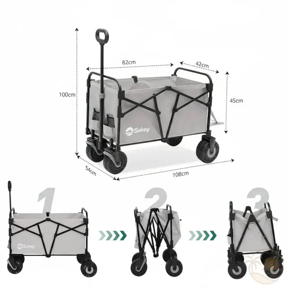 chariot pliant de plage gris