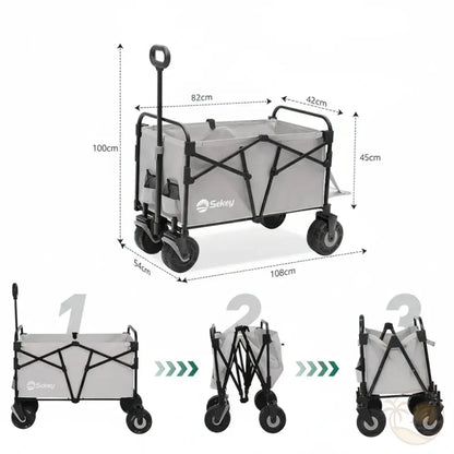 chariot pliant de plage gris