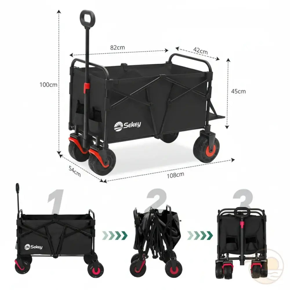 chariot pliant de plage noir