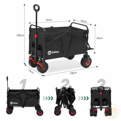 chariot pliant de plage noir