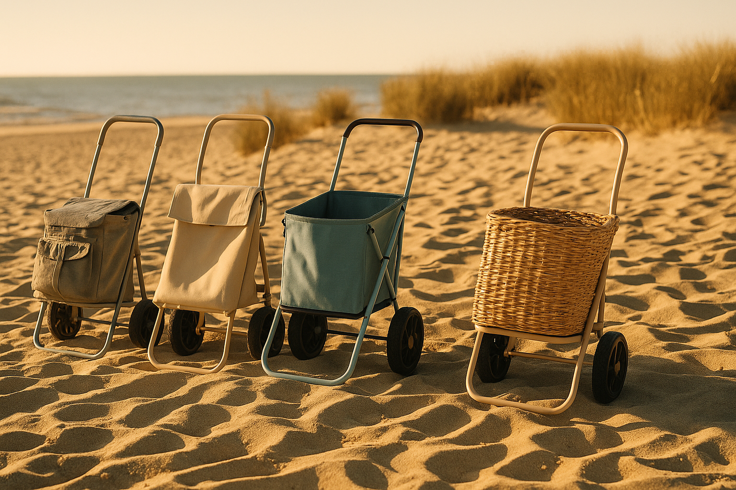 chariots de plage sable mer