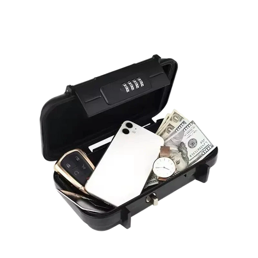 coffre fort de plage noir ouvert