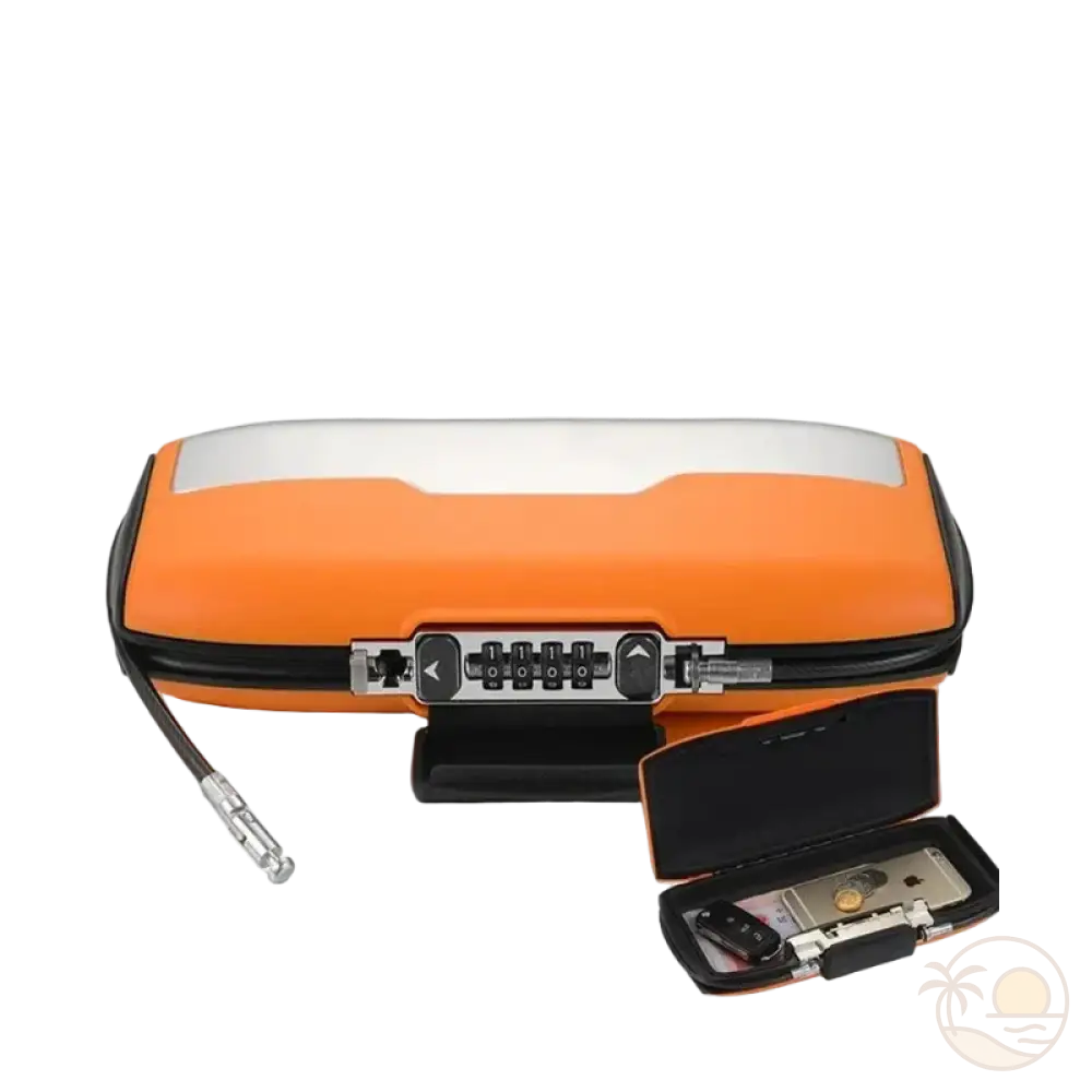 coffre fort pour la plage orange ouvert ferme