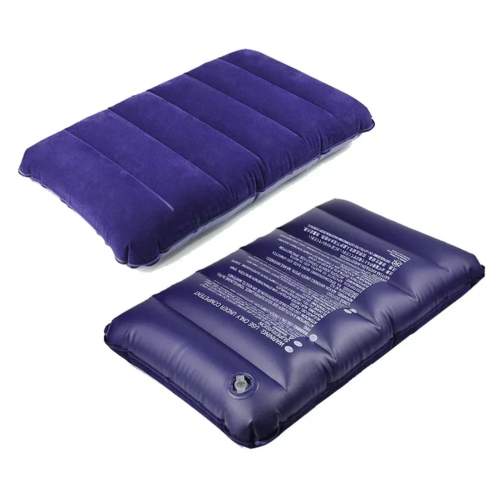 coussin de plage gonflable bleu marine recto verso